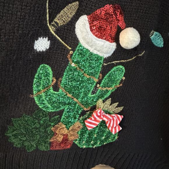 Holiday Time Women’s Christmas Sweater Llama Cactus Holiday Size 3X Embellished - Picture 15 of 16